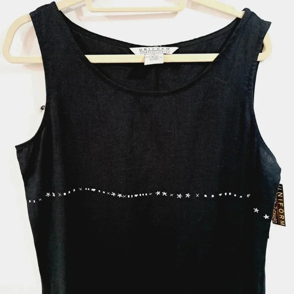 Uniform John Paul Richard Sandwashed Linen Dress Long Maxi Black Sleeveless Size - Picture 2 of 14